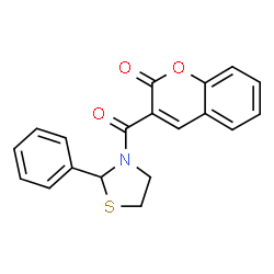 ChemSpider 2D Image | 3-(2-Phenyl-thiazolidine-3-carbonyl)-chromen-2-one | C19H15NO3S