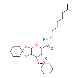 ChemSpider 2D Image | N-Octyltetrahydro-3a'H-dispiro[cyclohexane-1,2'-bis[1,3]dioxolo[4,5-b:4',5'-d]pyran-7',1''-cyclohexane]-5'-carboxamide | C26H43NO6