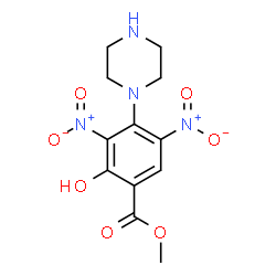 ChemSpider 2D Image | Methyl 2-hydroxy-3,5-dinitro-4-(1-piperazinyl)benzoate | C12H14N4O7