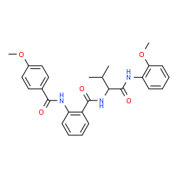 ChemSpider 2D Image | 2-[(4-Methoxybenzoyl)amino]-N-{1-[(2-methoxyphenyl)amino]-3-methyl-1-oxo-2-butanyl}benzamide | C27H29N3O5