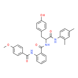 ChemSpider 2D Image | N-(2,4-Dimethylphenyl)-Nalpha-{2-[(4-methoxybenzoyl)amino]benzoyl}tyrosinamide | C32H31N3O5
