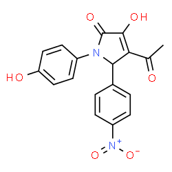 ChemSpider 2D Image | 4-Acetyl-3-hydroxy-1-(4-hydroxyphenyl)-5-(4-nitrophenyl)-1,5-dihydro-2H-pyrrol-2-one | C18H14N2O6