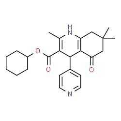 ChemSpider 2D Image | Cyclohexyl 2,7,7-trimethyl-5-oxo-4-(4-pyridinyl)-1,4,5,6,7,8-hexahydro-3-quinolinecarboxylate | C24H30N2O3