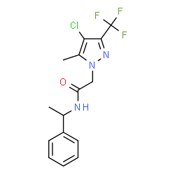ChemSpider 2D Image | 2-[4-Chloro-5-methyl-3-(trifluoromethyl)-1H-pyrazol-1-yl]-N-(1-phenylethyl)acetamide | C15H15ClF3N3O