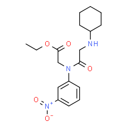 ChemSpider 2D Image | Ethyl N-cyclohexylglycyl-N-(3-nitrophenyl)glycinate | C18H25N3O5