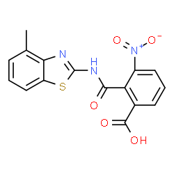 ChemSpider 2D Image | 2-[(4-Methyl-1,3-benzothiazol-2-yl)carbamoyl]-3-nitrobenzoic acid | C16H11N3O5S