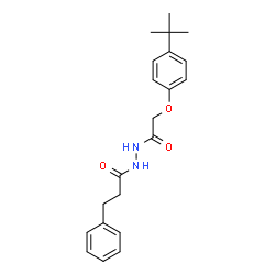 ChemSpider 2D Image | N'-{[4-(2-Methyl-2-propanyl)phenoxy]acetyl}-3-phenylpropanehydrazide | C21H26N2O3