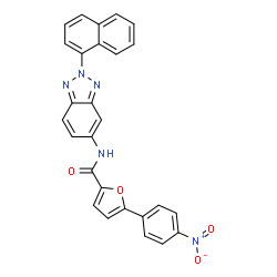 ChemSpider 2D Image | N-[2-(1-Naphthyl)-2H-benzotriazol-5-yl]-5-(4-nitrophenyl)-2-furamide | C27H17N5O4