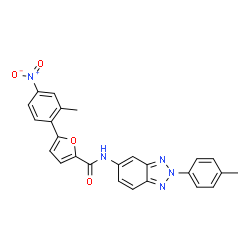 ChemSpider 2D Image | 5-(2-Methyl-4-nitrophenyl)-N-[2-(4-methylphenyl)-2H-benzotriazol-5-yl]-2-furamide | C25H19N5O4