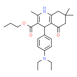 ChemSpider 2D Image | Propyl 4-[4-(diethylamino)phenyl]-2,7,7-trimethyl-5-oxo-1,4,5,6,7,8-hexahydro-3-quinolinecarboxylate | C26H36N2O3