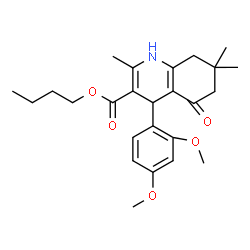 ChemSpider 2D Image | Butyl 4-(2,4-dimethoxyphenyl)-2,7,7-trimethyl-5-oxo-1,4,5,6,7,8-hexahydro-3-quinolinecarboxylate | C25H33NO5