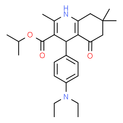 ChemSpider 2D Image | Isopropyl 4-[4-(diethylamino)phenyl]-2,7,7-trimethyl-5-oxo-1,4,5,6,7,8-hexahydro-3-quinolinecarboxylate | C26H36N2O3