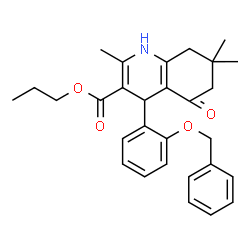 ChemSpider 2D Image | Propyl 4-[2-(benzyloxy)phenyl]-2,7,7-trimethyl-5-oxo-1,4,5,6,7,8-hexahydro-3-quinolinecarboxylate | C29H33NO4