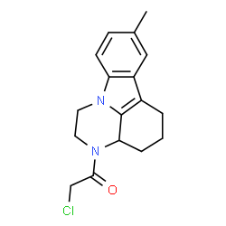 ChemSpider 2D Image | 2-Chloro-1-(8-methyl-1,2,3a,4,5,6-hexahydro-3H-pyrazino[3,2,1-jk]carbazol-3-yl)ethanone | C17H19ClN2O