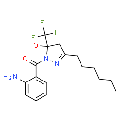 ChemSpider 2D Image | (2-Aminophenyl)[3-hexyl-5-hydroxy-5-(trifluoromethyl)-4,5-dihydro-1H-pyrazol-1-yl]methanone | C17H22F3N3O2
