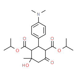 ChemSpider 2D Image | Diisopropyl 2-[4-(dimethylamino)phenyl]-4-hydroxy-4-methyl-6-oxo-1,3-cyclohexanedicarboxylate | C23H33NO6
