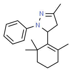 ChemSpider 2D Image | 3-Methyl-1-phenyl-5-(2,6,6-trimethyl-cyclohex-1-enyl)-4,5-dihydro-1H-pyrazole | C19H26N2