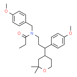 ChemSpider 2D Image | N-[3-(2,2-Dimethyltetrahydro-2H-pyran-4-yl)-3-(4-methoxyphenyl)propyl]-N-(4-methoxybenzyl)propanamide | C28H39NO4