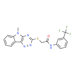 ChemSpider 2D Image | 2-[(5-Methyl-5H-[1,2,4]triazino[5,6-b]indol-3-yl)sulfanyl]-N-[3-(trifluoromethyl)phenyl]acetamide | C19H14F3N5OS