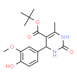ChemSpider 2D Image | tert-butyl 4-(4-hydroxy-3-methoxyphenyl)-6-methyl-2-oxo-1,2,3,4-tetrahydropyrimidine-5-carboxylate | C17H22N2O5
