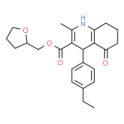 ChemSpider 2D Image | Tetrahydro-2-furanylmethyl 4-(4-ethylphenyl)-2-methyl-5-oxo-1,4,5,6,7,8-hexahydro-3-quinolinecarboxylate | C24H29NO4