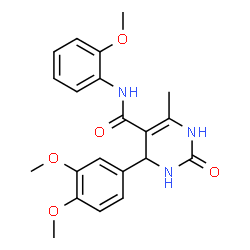 ChemSpider 2D Image | 4-(3,4-Dimethoxyphenyl)-N-(2-methoxyphenyl)-6-methyl-2-oxo-1,2,3,4-tetrahydro-5-pyrimidinecarboxamide | C21H23N3O5