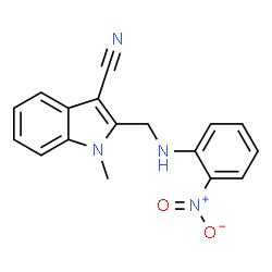 ChemSpider 2D Image | 1-Methyl-2-[(2-nitro-phenylamino)-methyl]-1H-indole-3-carbonitrile | C17H14N4O2