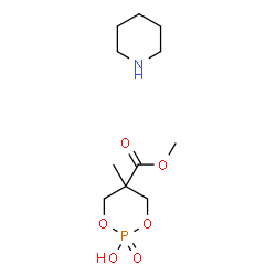 ChemSpider 2D Image | Methyl 2-hydroxy-5-methyl-1,3,2-dioxaphosphinane-5-carboxylate 2-oxide - piperidine (1:1) | C11H22NO6P