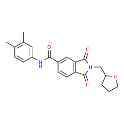 ChemSpider 2D Image | N-(3,4-Dimethylphenyl)-1,3-dioxo-2-(tetrahydro-2-furanylmethyl)-5-isoindolinecarboxamide | C22H22N2O4
