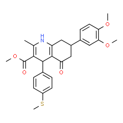 ChemSpider 2D Image | Methyl 7-(3,4-dimethoxyphenyl)-2-methyl-4-[4-(methylsulfanyl)phenyl]-5-oxo-1,4,5,6,7,8-hexahydro-3-quinolinecarboxylate | C27H29NO5S