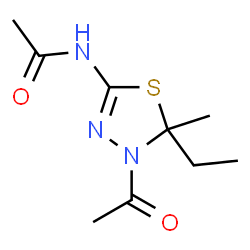 ChemSpider 2D Image | N-(4-acetyl-5-ethyl-5-methyl-1,3,4-thiadiazol-2-yl)acetamide | C9H15N3O2S