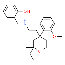 ChemSpider 2D Image | 2-[({2-[2-Ethyl-4-(2-methoxyphenyl)-2-methyltetrahydro-2H-pyran-4-yl]ethyl}amino)methyl]phenol | C24H33NO3