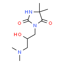 ChemSpider 2D Image | 3-[3-(Dimethylamino)-2-hydroxypropyl]-5,5-dimethyl-2,4-imidazolidinedione | C10H19N3O3