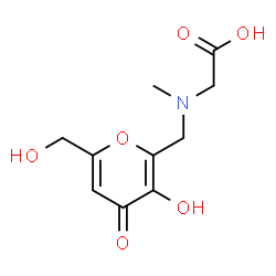 ChemSpider 2D Image | N-{[3-Hydroxy-6-(hydroxymethyl)-4-oxo-4H-pyran-2-yl]methyl}-N-methylglycine | C10H13NO6