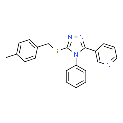 ChemSpider 2D Image | 3-{5-[(4-Methylbenzyl)sulfanyl]-4-phenyl-4H-1,2,4-triazol-3-yl}pyridine | C21H18N4S