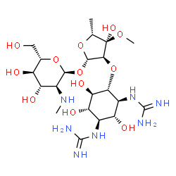 ChemSpider 2D Image | 1,1'-[(1R,2R,3S,4R,5R,6S)-4-{[(2S,3S,4R,5R)-2-{[(2S,3S,4S,5R,6S)-4,5-Dihydroxy-6-(hydroxymethyl)-3-(methylamino)tetrahydro-2H-pyran-2-yl]oxy}-4-hydroxy-4-methoxy-5-methyltetrahydro-3-furanyl]oxy}-2,5,
6-trihydroxy-1,3-cyclohexanediyl]diguanidine | C21H41N7O12