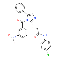 ChemSpider 2D Image | N-(4-Chlorophenyl)-2-{[1-(3-nitrobenzoyl)-5-phenyl-1H-imidazol-2-yl]sulfanyl}acetamide | C24H17ClN4O4S