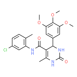 ChemSpider 2D Image | N-(5-Chloro-2-methylphenyl)-6-methyl-2-oxo-4-(3,4,5-trimethoxyphenyl)-1,2,3,4-tetrahydro-5-pyrimidinecarboxamide | C22H24ClN3O5