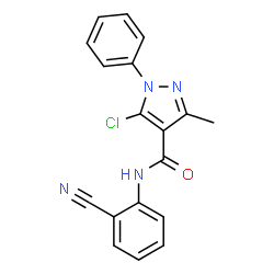 ChemSpider 2D Image | 5-Chloro-N-(2-cyanophenyl)-3-methyl-1-phenyl-1H-pyrazole-4-carboxamide | C18H13ClN4O