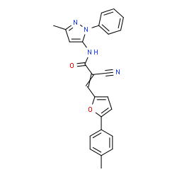 ChemSpider 2D Image | 2-Cyano-3-[5-(4-methylphenyl)-2-furyl]-N-(3-methyl-1-phenyl-1H-pyrazol-5-yl)acrylamide | C25H20N4O2