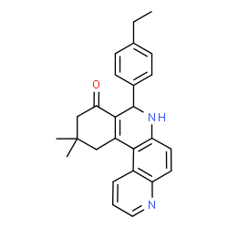 ChemSpider 2D Image | 8-(4-Ethylphenyl)-11,11-dimethyl-8,10,11,12-tetrahydrobenzo[a][4,7]phenanthrolin-9(7H)-one | C26H26N2O