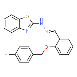 ChemSpider 2D Image | 2-(2-{2-[(4-Fluorobenzyl)oxy]benzylidene}hydrazino)-1,3-benzothiazole | C21H16FN3OS