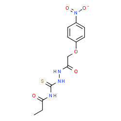 ChemSpider 2D Image | N-({2-[(4-Nitrophenoxy)acetyl]hydrazino}carbonothioyl)propanamide | C12H14N4O5S