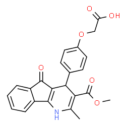 ChemSpider 2D Image | {4-[3-(Methoxycarbonyl)-2-methyl-5-oxo-4,5-dihydro-1H-indeno[1,2-b]pyridin-4-yl]phenoxy}acetic acid | C23H19NO6
