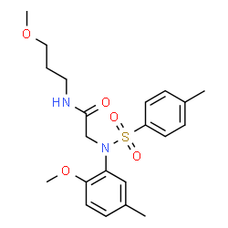 ChemSpider 2D Image | N~2~-(2-Methoxy-5-methylphenyl)-N-(3-methoxypropyl)-N~2~-[(4-methylphenyl)sulfonyl]glycinamide | C21H28N2O5S