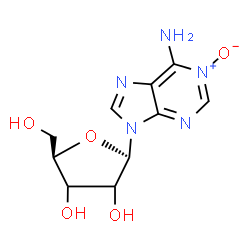 ChemSpider 2D Image | (2R,5R)-2-(6-amino-1-oxido-purin-1-ium-9-yl)-5-(hydroxymethyl)tetrahydrofuran-3,4-diol | C10H13N5O5