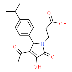 ChemSpider 2D Image | 3-[3-ACETYL-4-HYDROXY-2-(4-ISOPROPYL-PHENYL)-5-OXO-2,5-DIHYDRO-PYRROL-1-YL]-PROPIONIC ACID | C18H21NO5