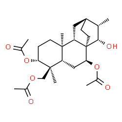 ChemSpider 2D Image | (3alpha,5beta,7beta,8alpha,9beta,10alpha,12alpha,15alpha)-15-Hydroxyatisane-3,7,19-triyl triacetate | C26H40O7