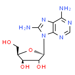 ChemSpider 2D Image | 9-[(2xi)-beta-D-threo-Pentofuranosyl]-9H-purine-6,8-diamine | C10H14N6O4