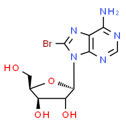 ChemSpider 2D Image | 8-Bromo-9-[(2xi)-beta-D-threo-pentofuranosyl]-9H-purin-6-amine | C10H12BrN5O4